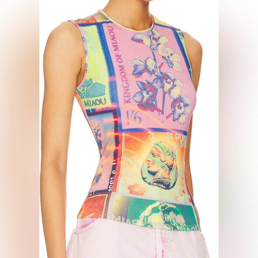 Miaou Womens XS Drew Thermal Stamp Graphic Tank